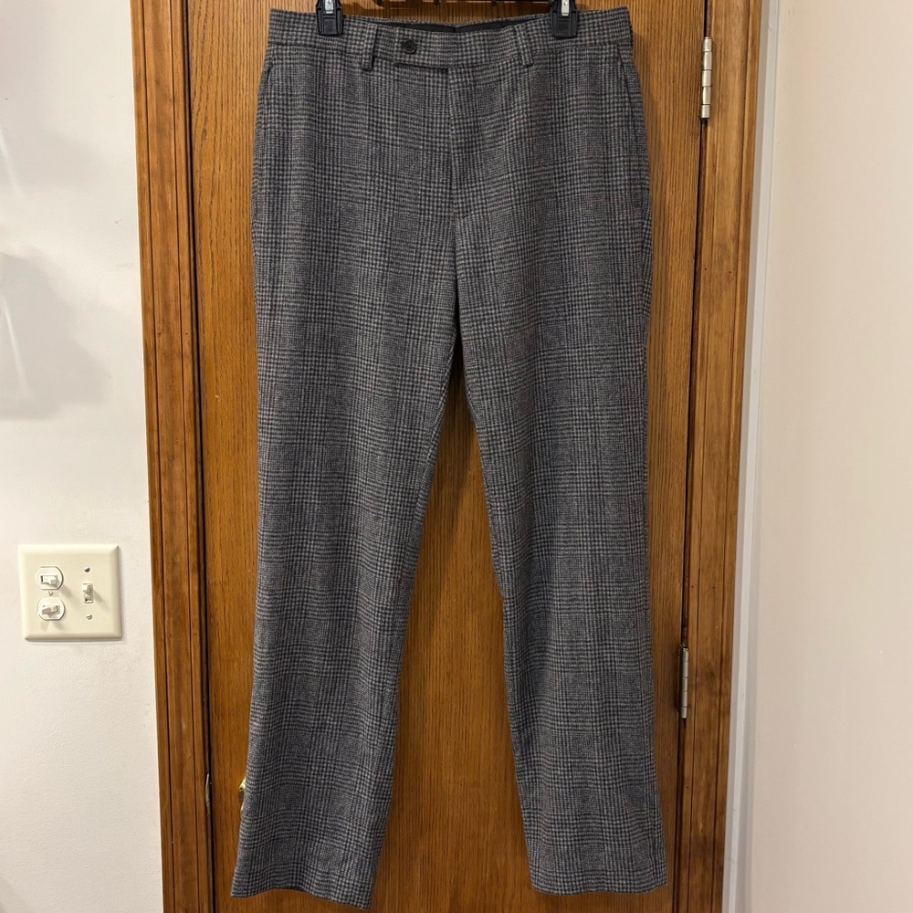 Lauren Ralph Lauren grey checked plaid wool blend trousers, 32x32 - Picture 6 of 8